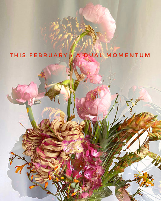 The Hopeful Horse: A sculptural Lunar New Year floral composition with auspicious botanicals and vibrant movement for the Year of the Horse.