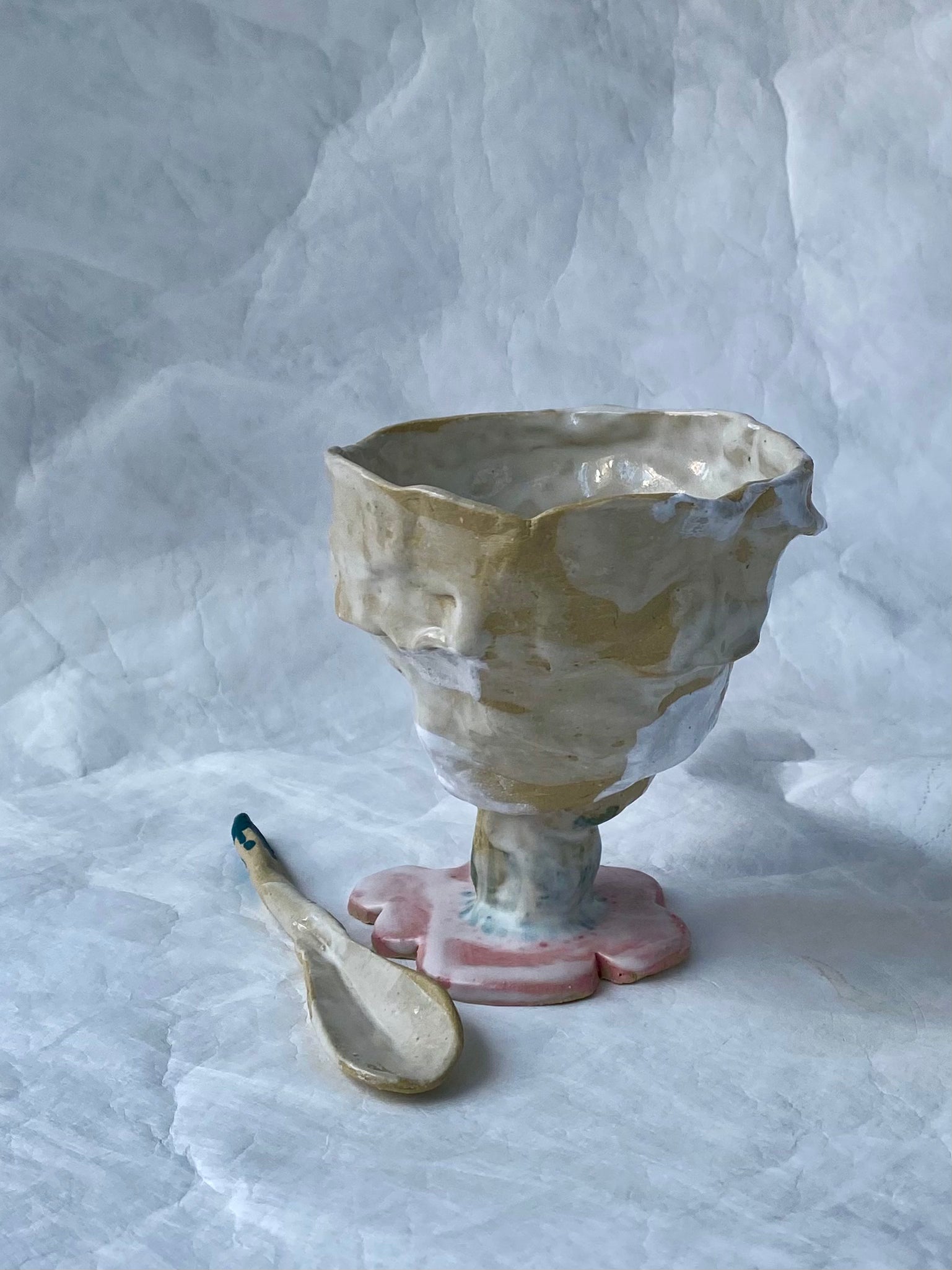 One of a kind Ceramic bowl and spoon by foRM of Mondays 