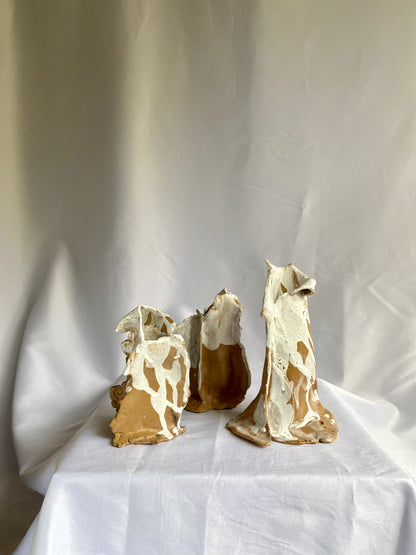 Three ceramic bud vases- a collective display by foRM of Mondays 
